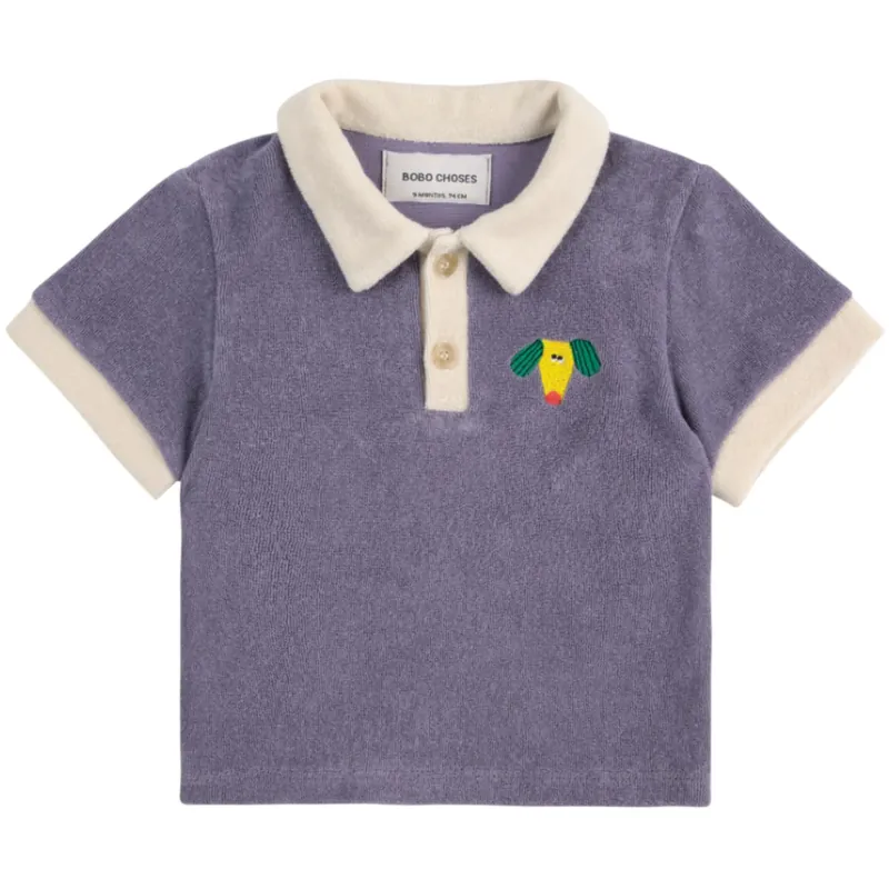 Bobo Choses Navy Blue Happy Dog Terry Cloth Pikétröja Bästa pris