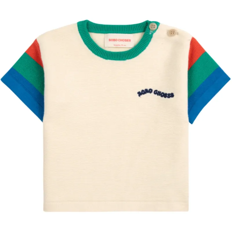 Sänkt pris Bobo Choses Offwhite Färg Block Stickad T-Shirt