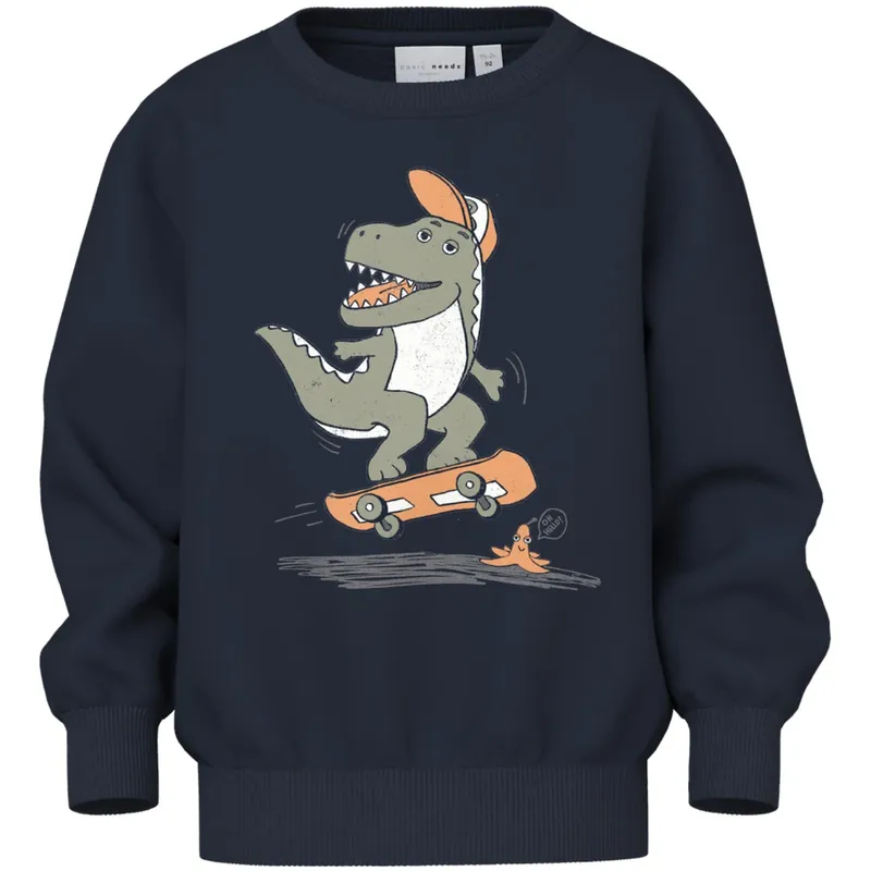 Name It Dark Sapphire Skater Dino Vildar Regular Sweatshirt Extra rabatt