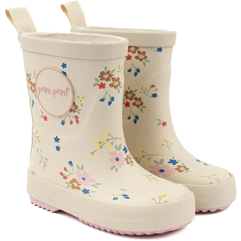 Populärt val Pom Pom Flower AOP Rubber Stövlar