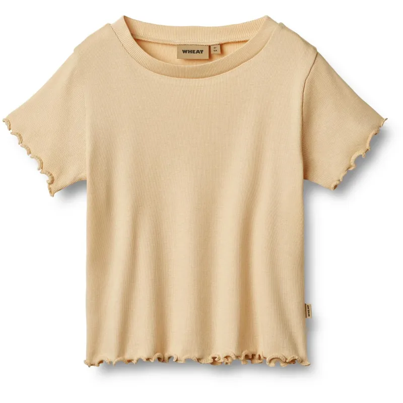 Wheat Macadamia Rib T-Skjorta S/S Irene Begränsat erbjudande