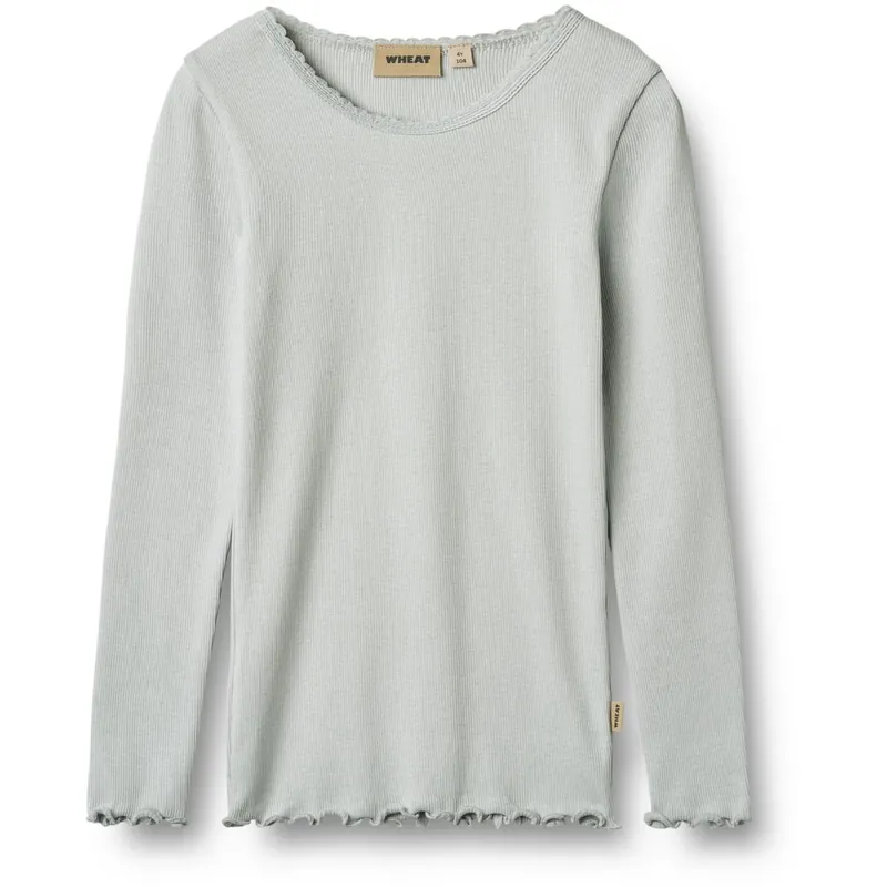 Wheat Soft Blue Rib Blus L/S Reese Sänkt pris