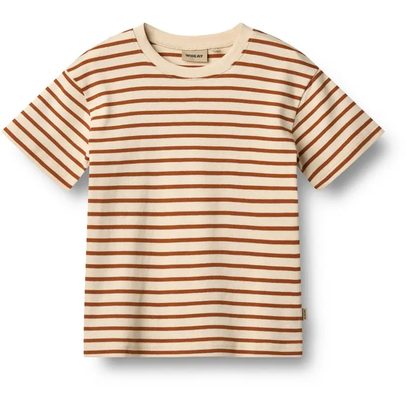 Beställ nu Wheat Warm Caramel Stripe T-Skjorta S/S Fabian