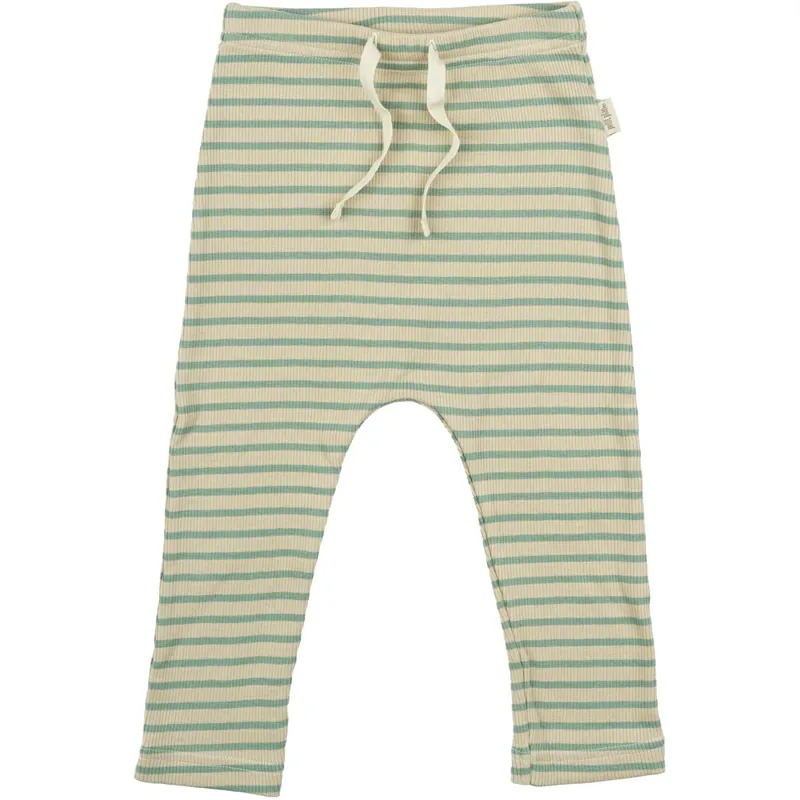 Petit Piao Granite Green/Dark Off White Byxor Modal Striped Erbjudande
