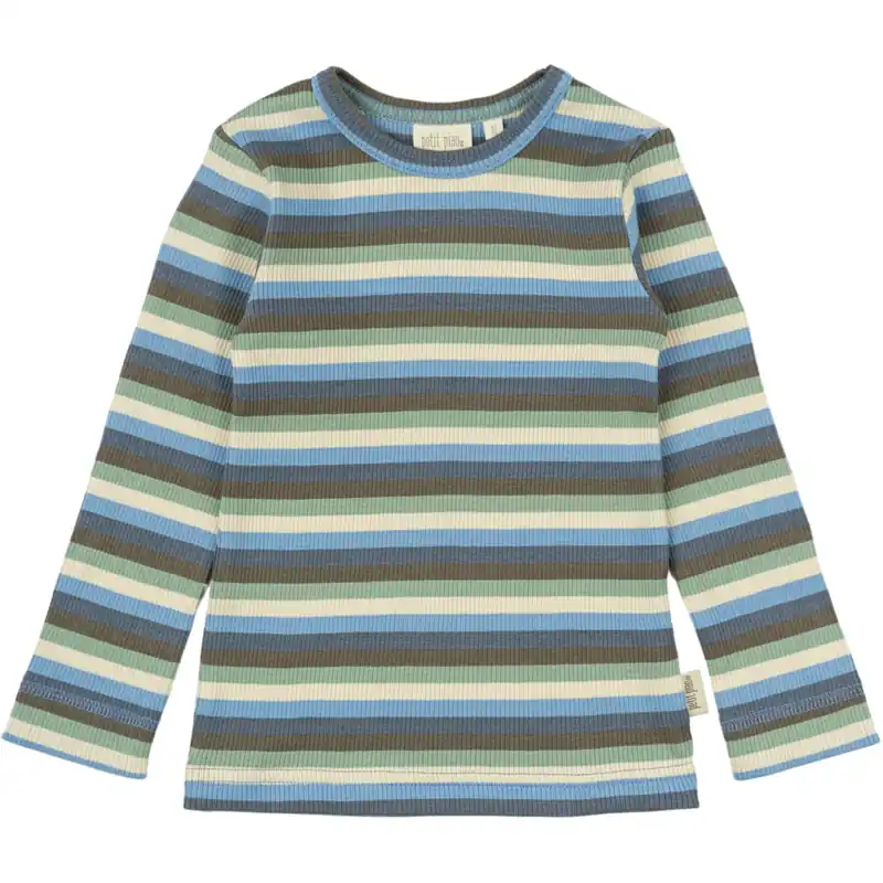 Petit Piao Allure Blue Multi Stripe Blus Modal Multi Striped Rabatter