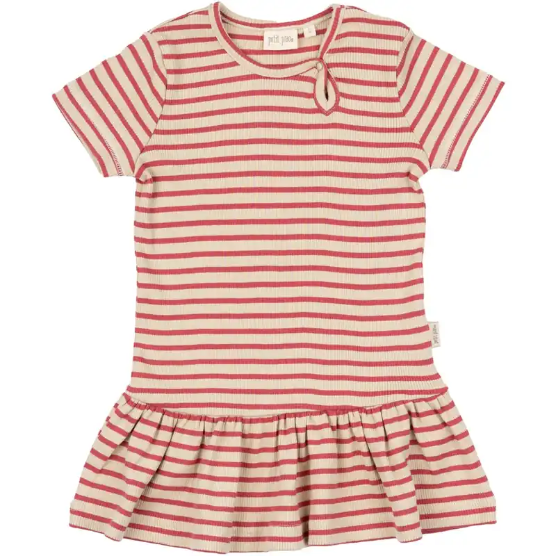 Nedsatt pris Petit Piao Light Berry/Dark Off White Klänning S/S Modal Striped