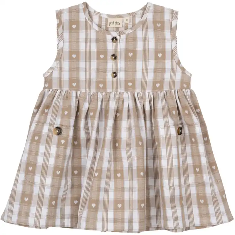 Petit Piao Off White Heart Klänning S/L Woven Snabb frakt