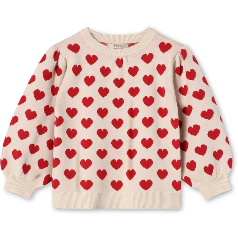 Fliink Pompeian Red/ Sandshell Alon Heart Pullover Extra rabatt