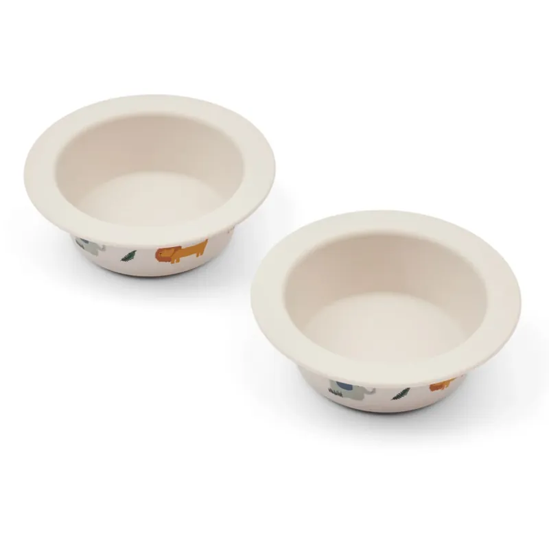 LIEWOOD Safari Sandy Mix Peony Printed Suction Skål 2-Pack Sänkt pris