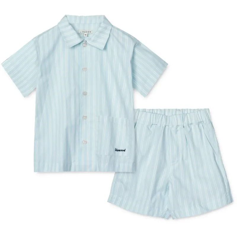 LIEWOOD Y/D Stripe Pure Sky / Creme De La Creme Leona Stripe Set Nedsatt pris