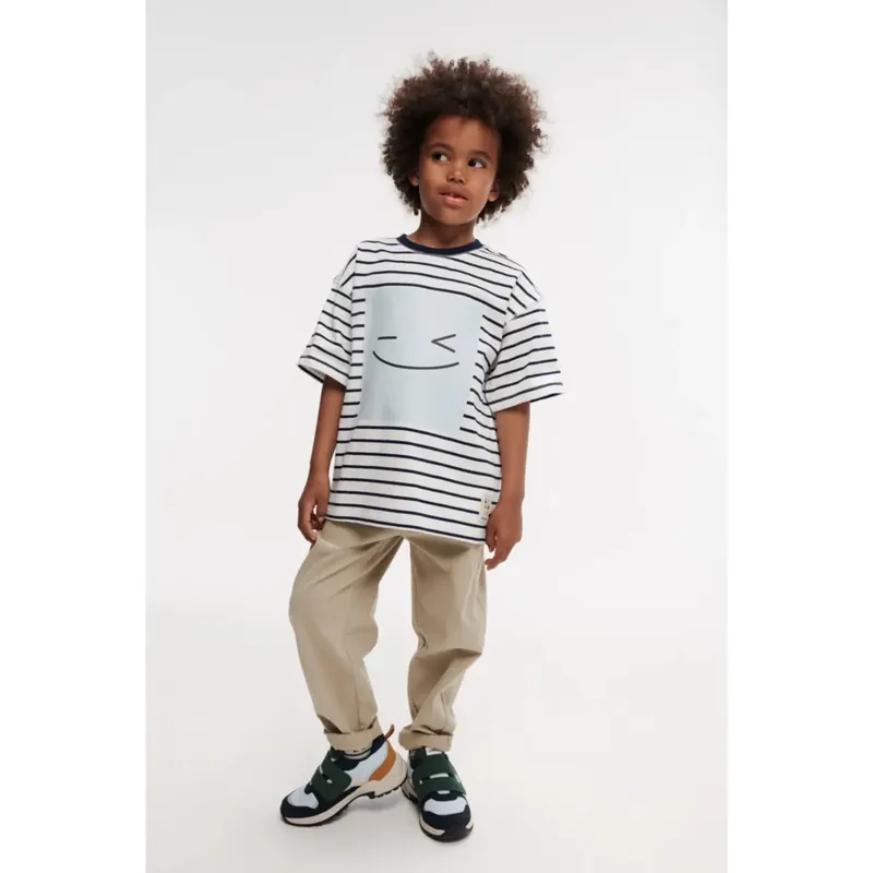 LIEWOOD Smiley / Stripe Classic Navy / Creme De La Creme Tyler Placement Shortsleeve T-Skjorta Expressleverans