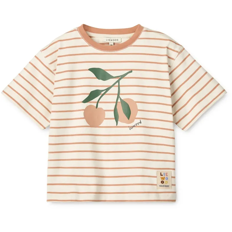 Köp nu LIEWOOD Peach / Stripe Tuscany Rose / Creme De La Creme Tyler Placement Shortsleeve T-Skjorta