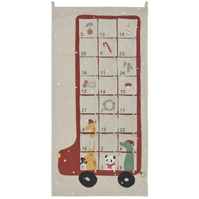 Nyhet OYOY Clay / Red Bus Christmas Calendar