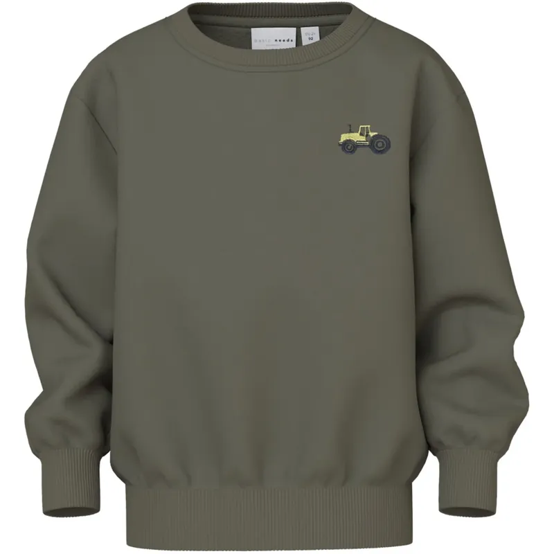 I lager Name It Dusty Olive Tractor Vallen Regular Sweatshirt
