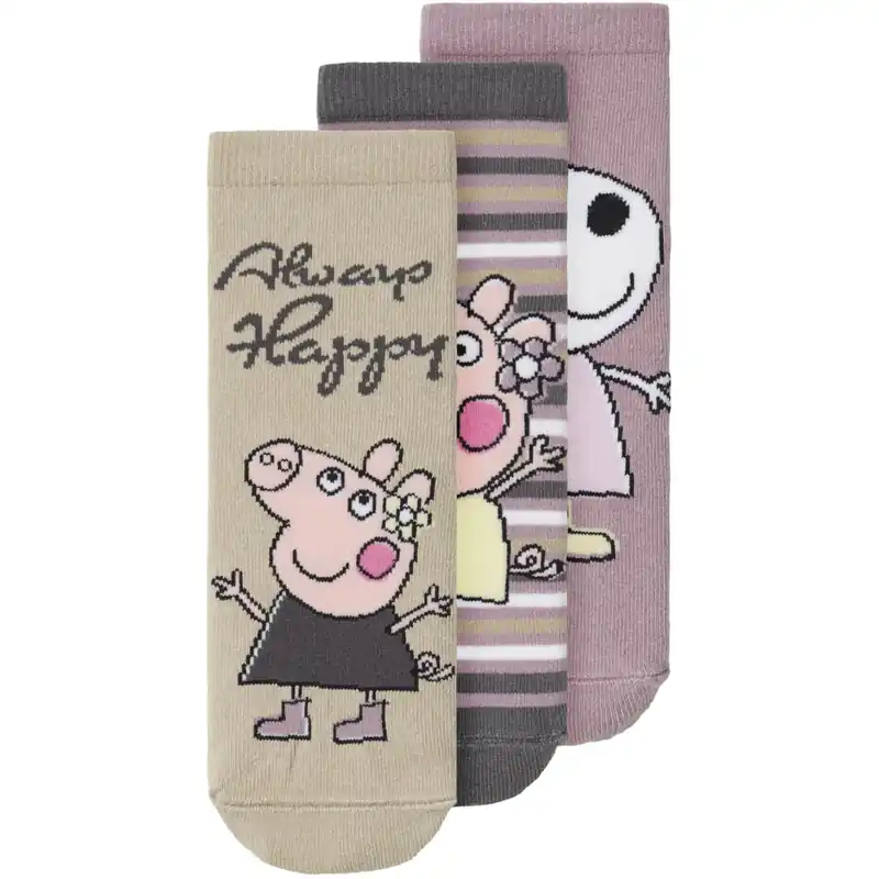 Kampanjpris Name It Elderberry Dassa Peppa Pig 3-pack Strumpor