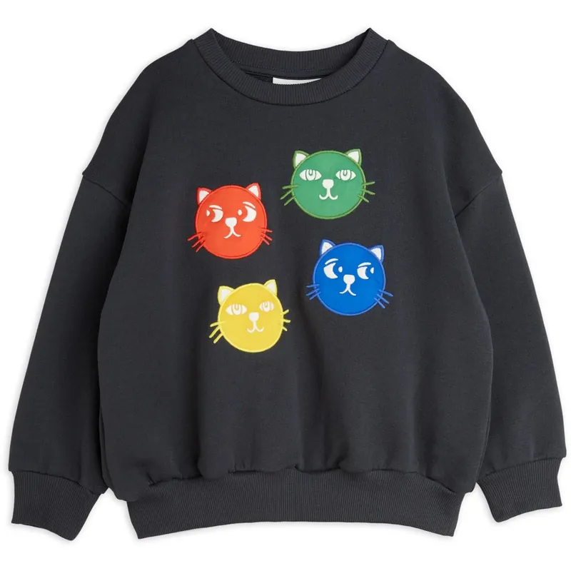 Snabb frakt Mini Rodini Black Cool Cats Application Sweatshirt