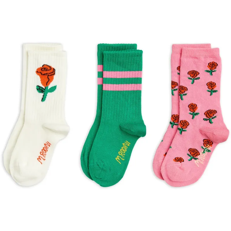 Erbjudandepris Mini Rodini Multi Roses 3-Pack Strumpor