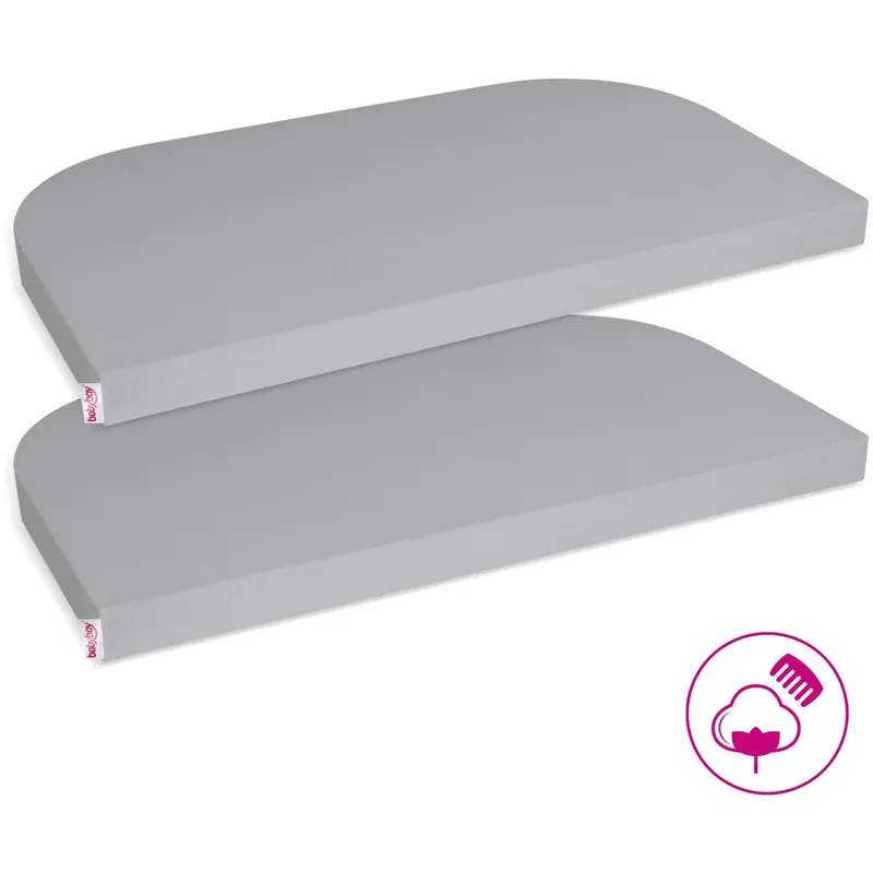 Beställ idag babybay® Grey Jersey Cover Deluxe Ark 2-Pack Maxi, Midi, Boxspring, Comfort Och Comfort Plus