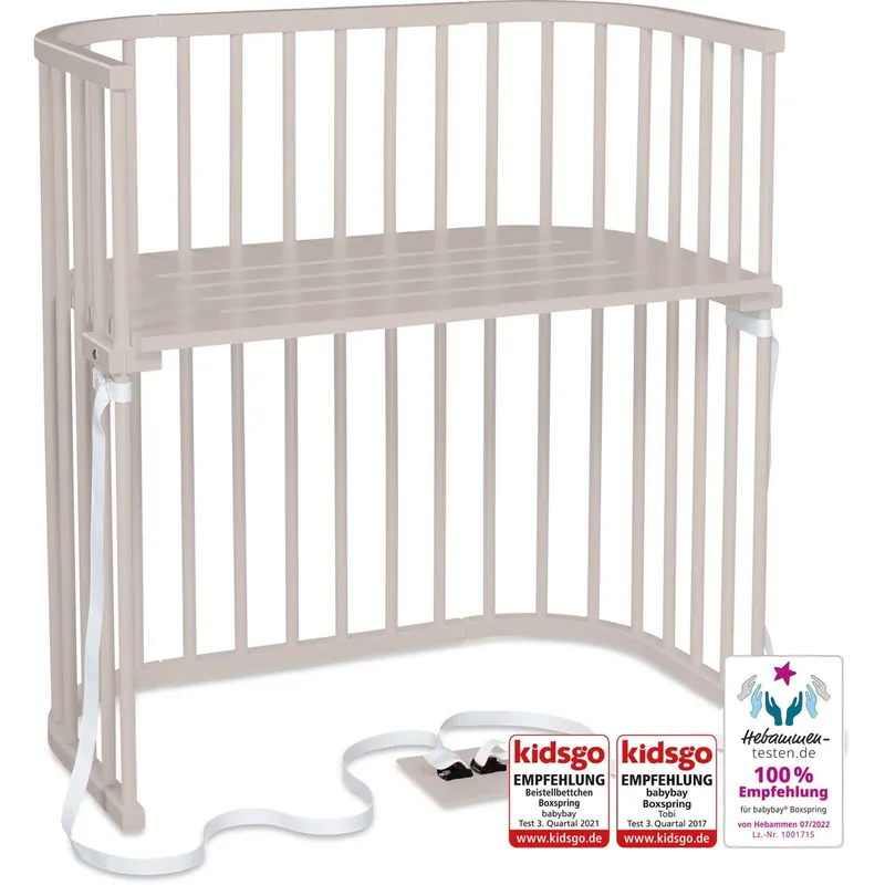 babybay® Beige Varnished Boxspring Co-Sleeper Reapris