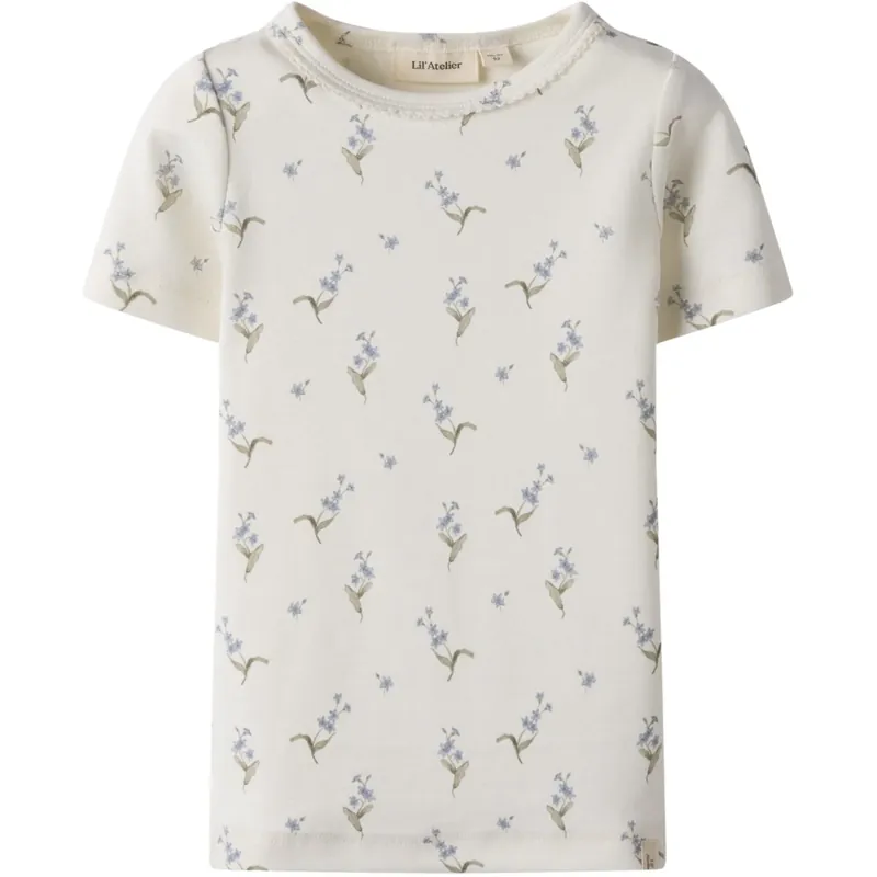 Lil‘Atelier Coconut Milk Forget Me Not Gayo Sig Slim T-Shirt Outlet