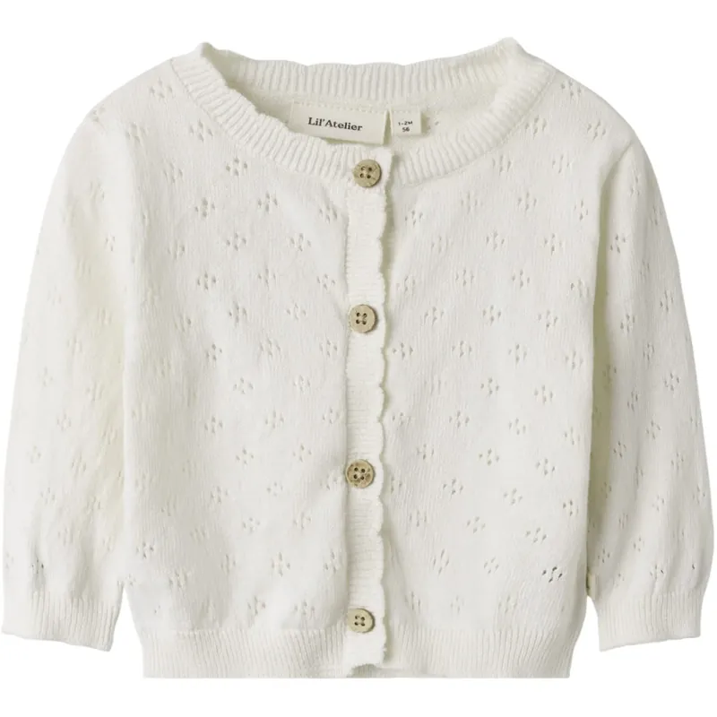 Lil‘Atelier Coconut Milk Gliva Ivo Stickad Cardigan Begränsat erbjudande