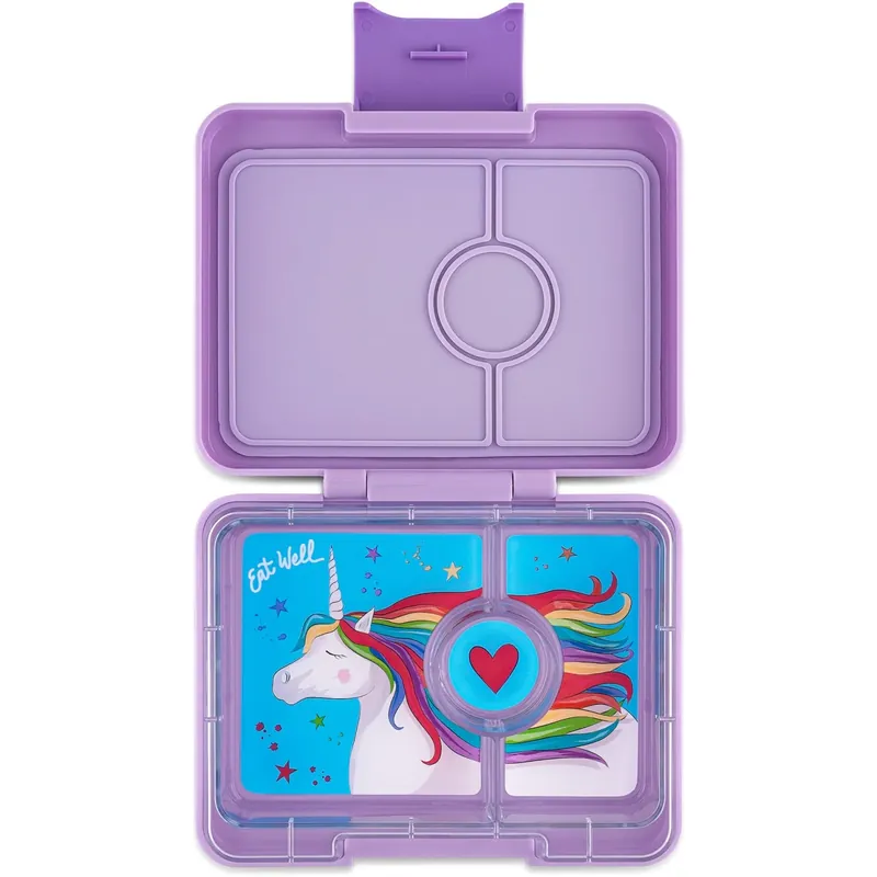 Snabb frakt Yumbox Lavande Purple / Unicorn Tray Snack Size Bento Lunch Box