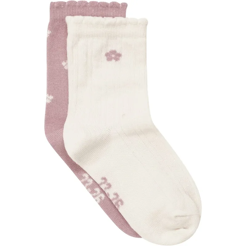 Rabatt Minymo Ash Rose Strumpor Med Lettuce Hem 2-Pack