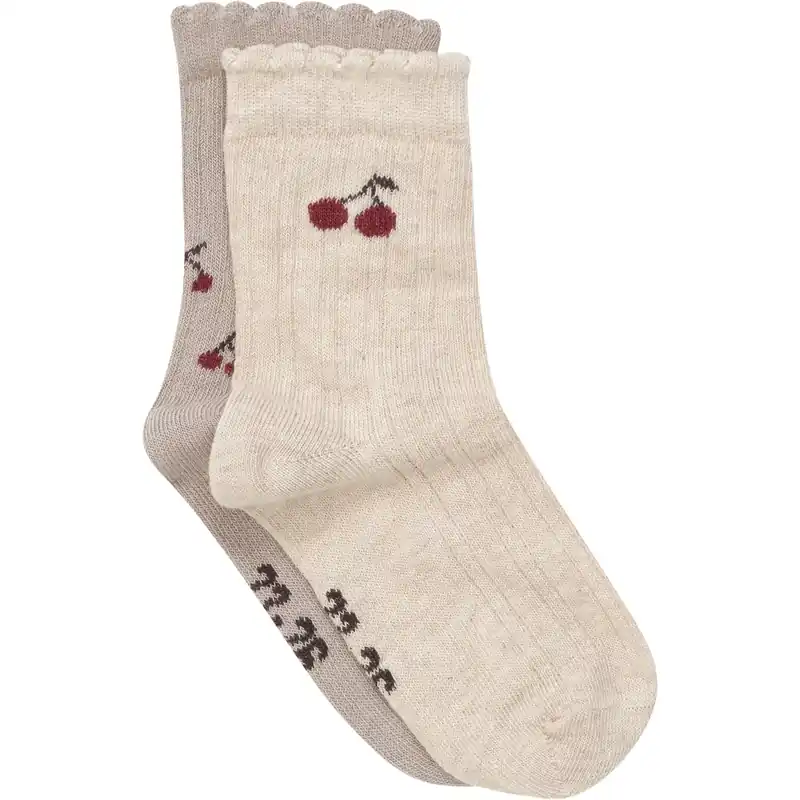 Minymo Light Taupe Strumpor Med Lettuce Hem 2-Pack Utförsäljning