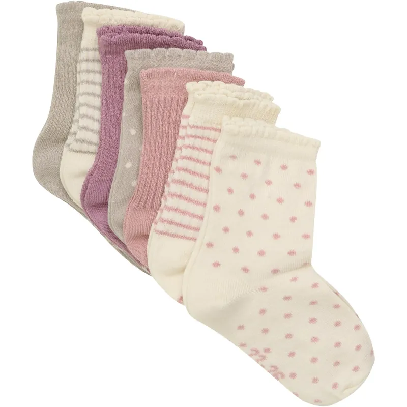 Minymo Ash Rose Strumpor Med Pattern 7-Pack I lager