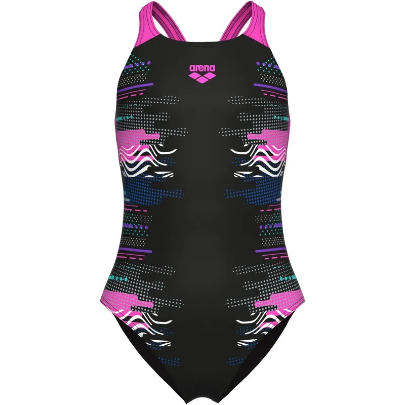 Rea Arena Black Multi- Girl‘S Arena Rhythm Baddräkt V Back L