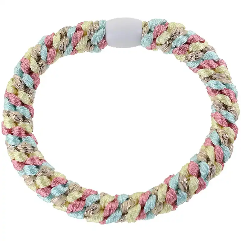 Bow‘s by Stær Flätat Hår Elastiskt - Multi Ljusblå/Rosa/Beige Glitter 6-pack Erbjudandepris