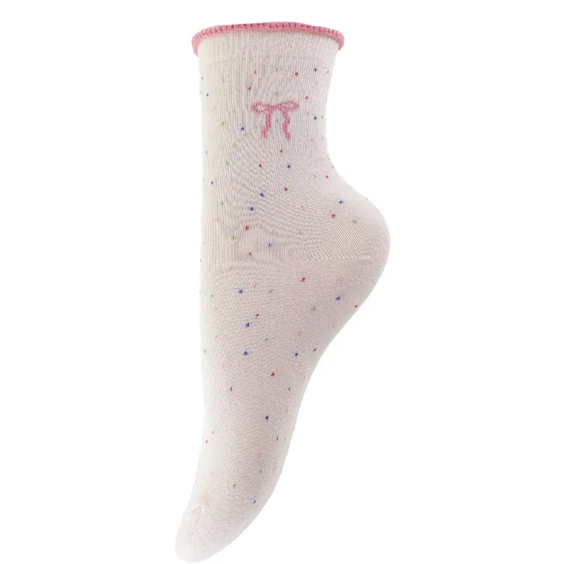 Kundfavorit Bow‘s by Stær Strumpor - Onesize - Rosetter Naturvit/Rosa