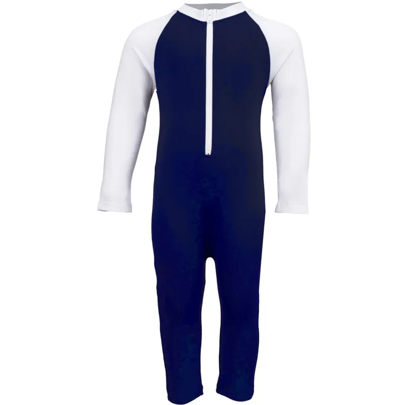 Petit Crabe Blue/White Multi Färg Sunsuit L/S Premium