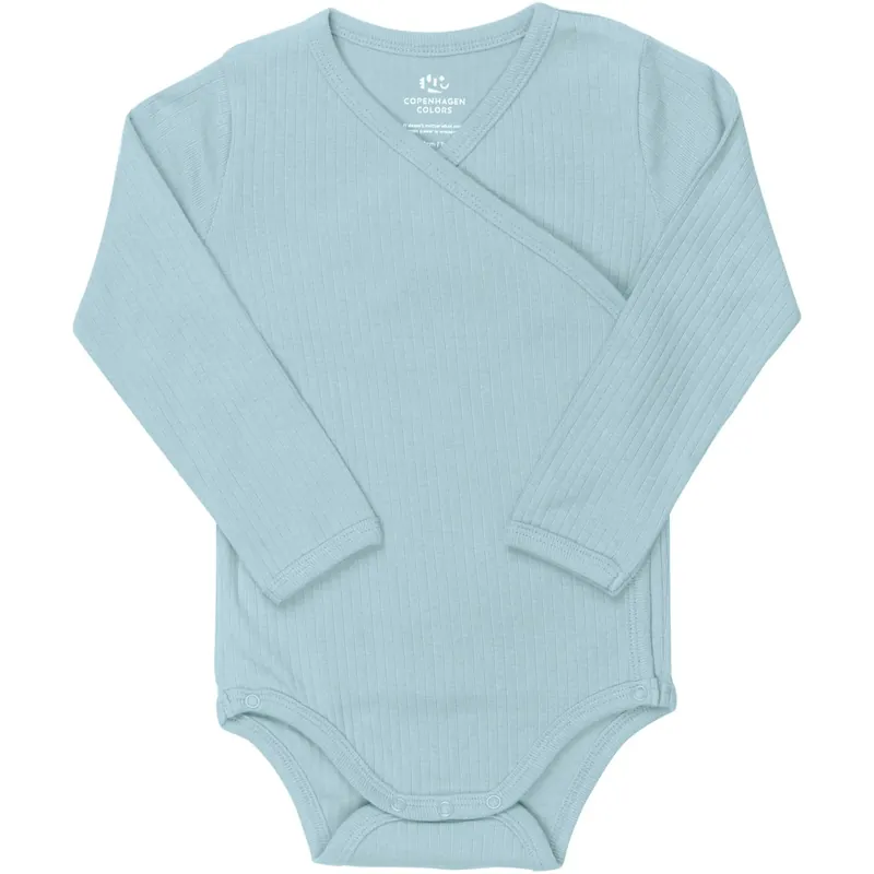 Extra rabatt COPENHAGEN COLORS Lt. Blue Baby Rib Jersey Body Crossover W. Longsleeve