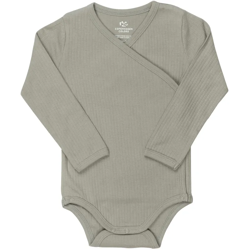 Endast denna vecka COPENHAGEN COLORS Lt. Grey Baby Rib Jersey Body Crossover W. Longsleeve