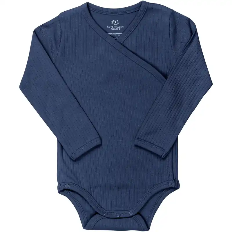 COPENHAGEN COLORS Navy Baby Rib Jersey Body Crossover W. Longsleeve Lägg i varukorgen