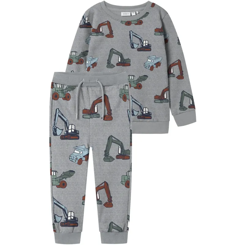 Name It Grey Melange Nmmnenean Ls Swe Bru Pb Set Nyhet