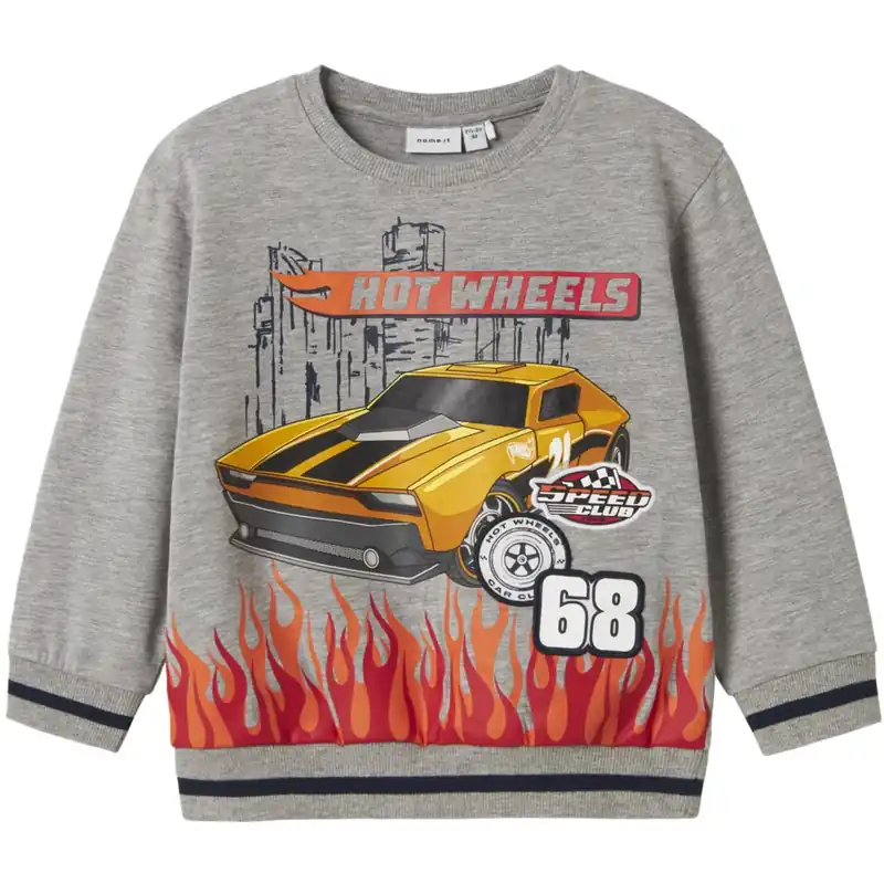 Name It Grey Melange Nmmjaki Hotwheels Nreg Sweat Unb Sky Expressleverans