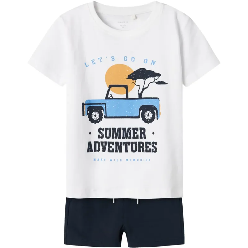 Fynd Name It Lucent White Nmmjaspen Ss Shorts Set Pb