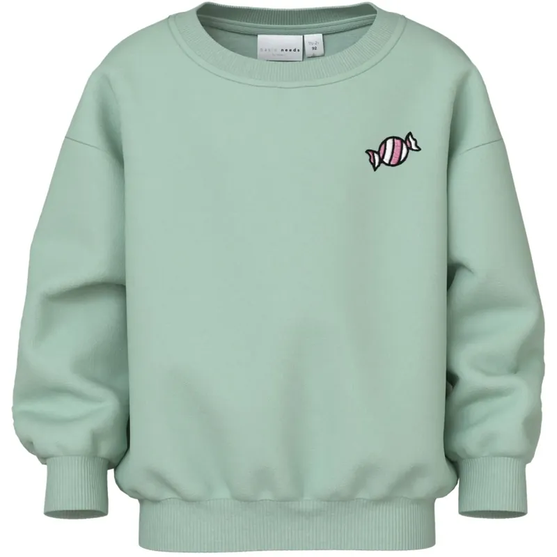 Lågt pris Name It Gossamer Green Candy Nmfvallene Ls Rlx Sweat Unb