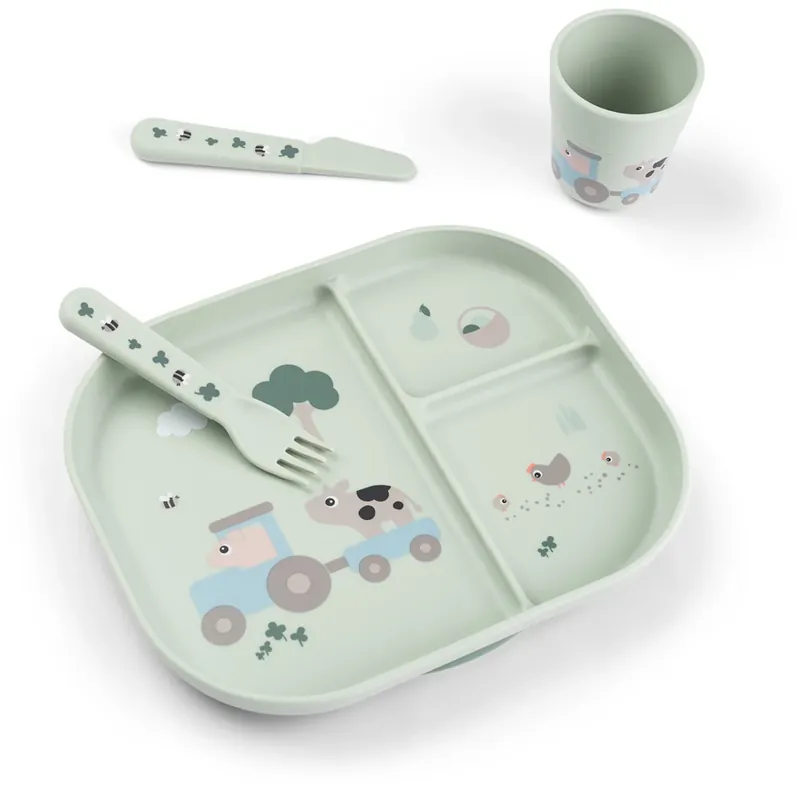 DonebyDeer Green Foodie Matsalsset Med Sugekop Tiny Farm Sista chansen