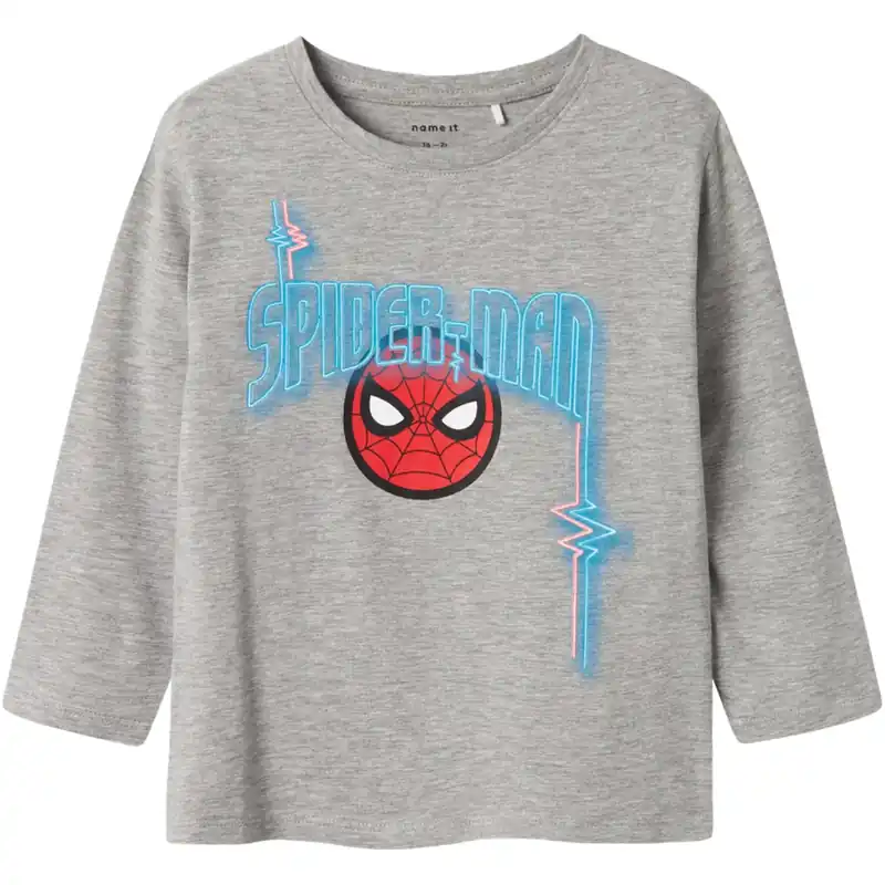 Trygg betalning Name It Grey Melange Nmmjacinto Spider Ls Nreg Topp Mar