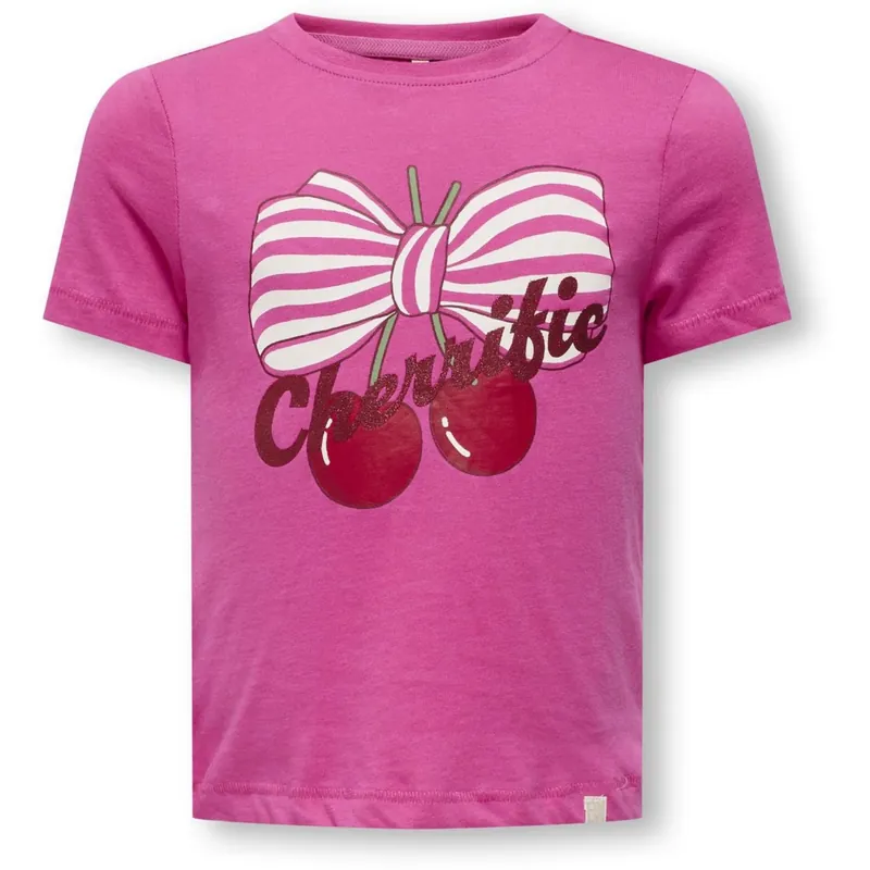 Kids ONLY MINI Fuchsia Fedora Bonbon Kmgcandy Life S/S Reg Printed Tee Jrs Begränsat antal