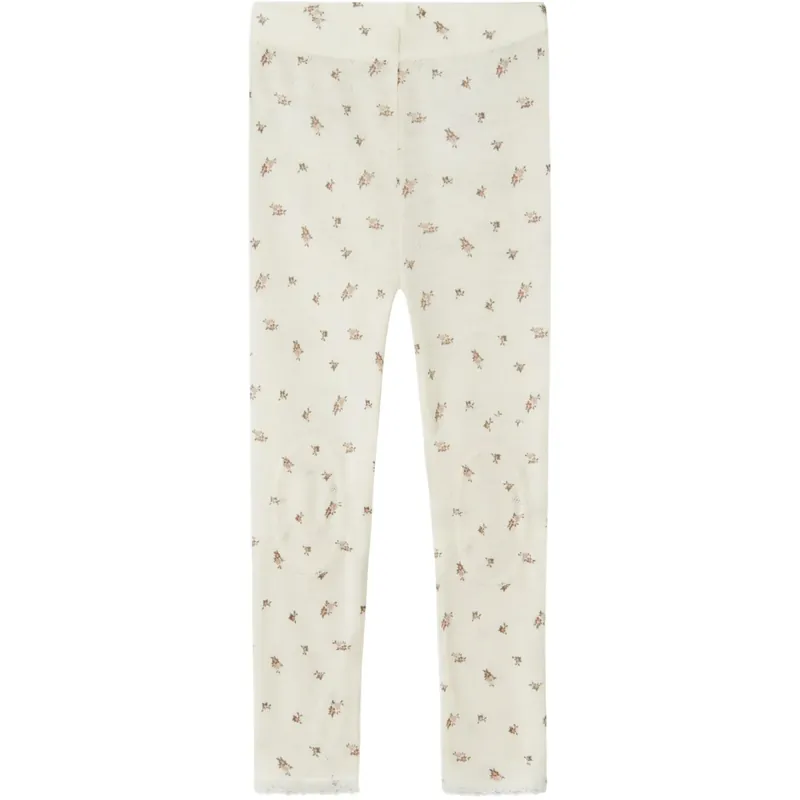 Fynd Name It Snow White Small Flowers Nmfwang Ull Needle Leggings Noos