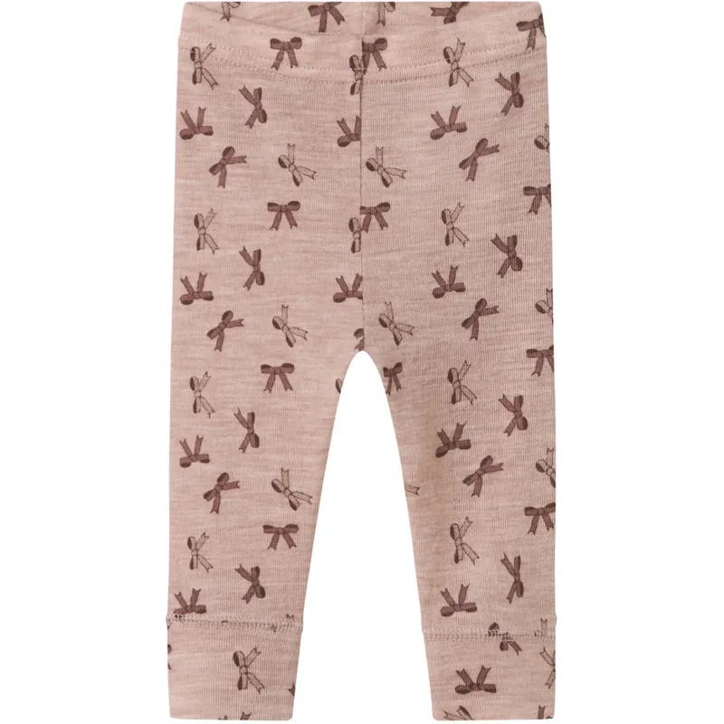 Snabb leverans Name It Shadow Gray Bows Nbfwang Ull Rib Leggings Aop