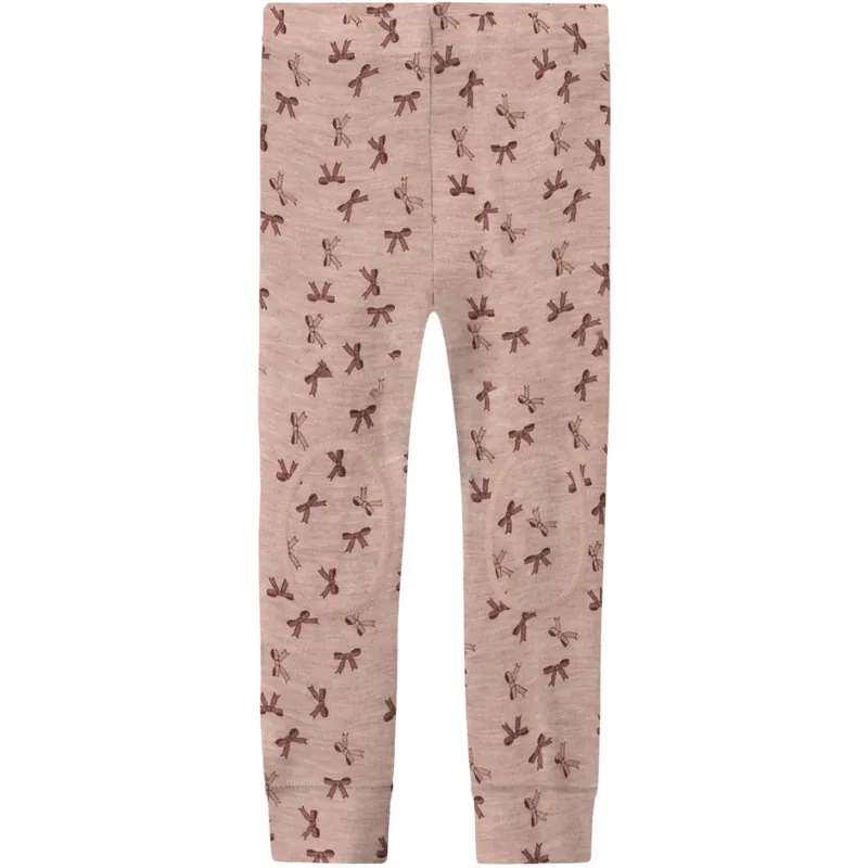 Name It Shadow Gray Bows Nmfwang Ull Rib Leggings Aop Rabatter