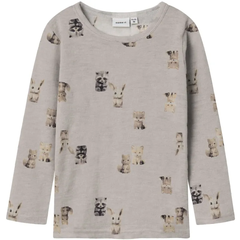 Expressleverans Name It Nacreous Cloud Forest Animals Nmmwang Ull Rib Ls Topp Aop