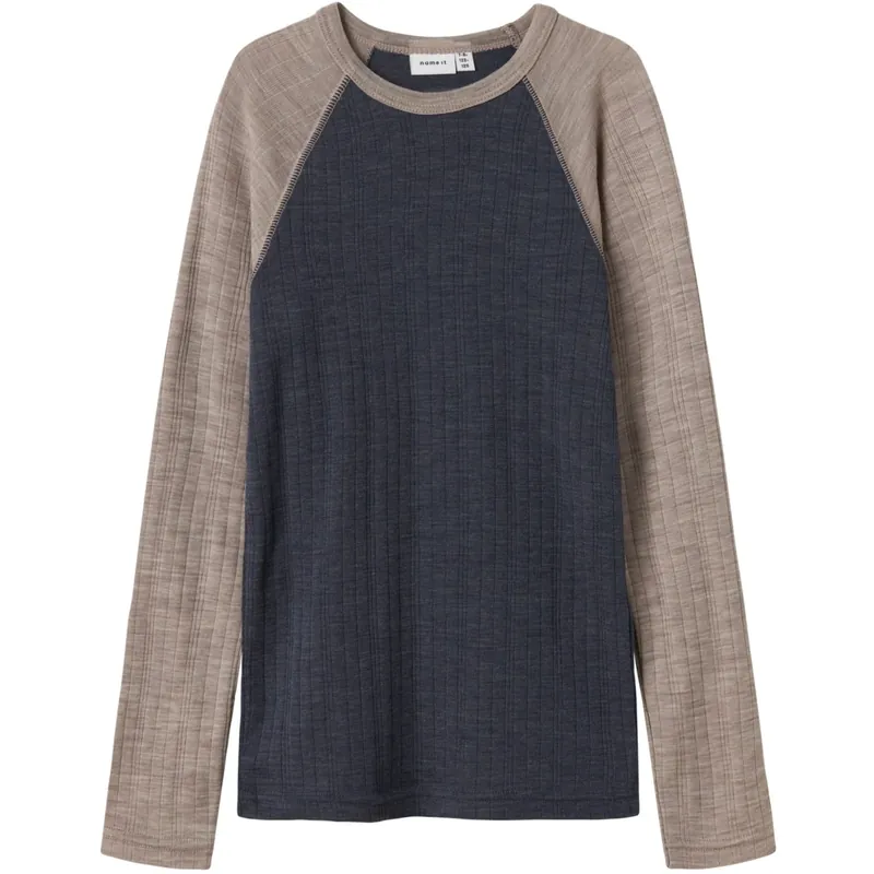 Name It Ombre Blue Satellites Sleeves Nkmwang Ull Needle Ls Topp Solid Kampanjpris