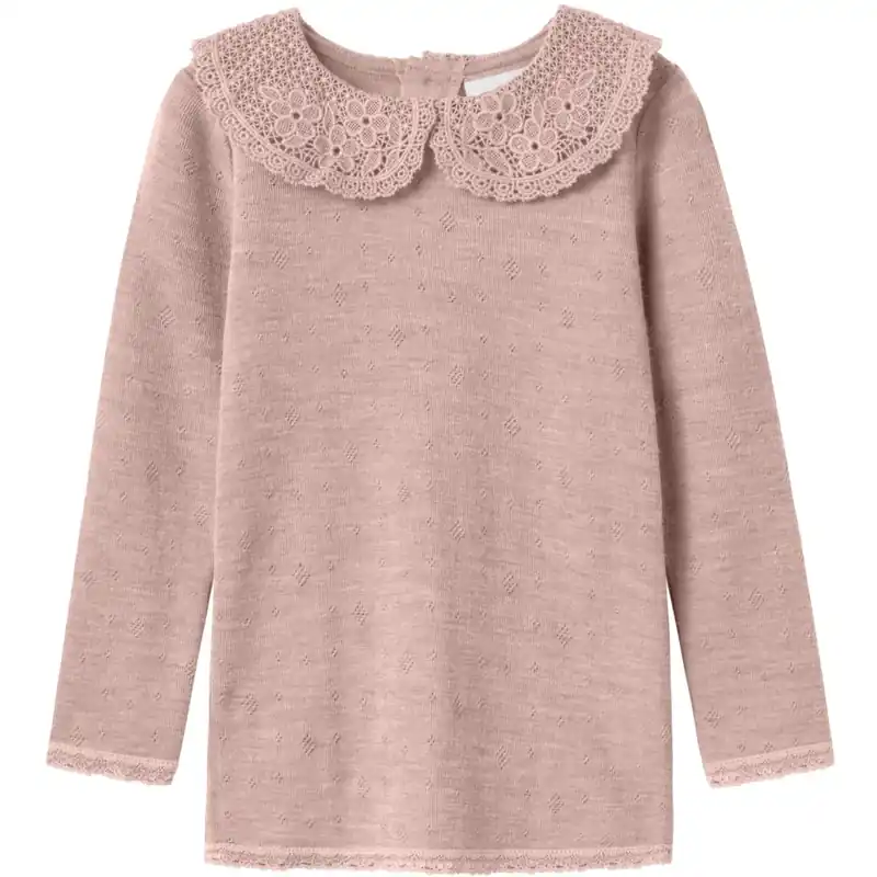 Säker betalning Name It Shadow Gray Nmfwang Ull Needle Ls Topp W/Collar