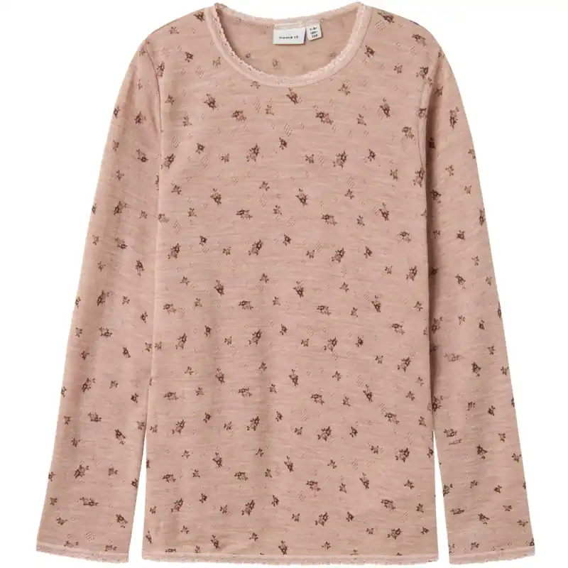 Kampanjpris Name It Shadow Gray Small Flowers Nkfwang Ull Needle Ls Topp